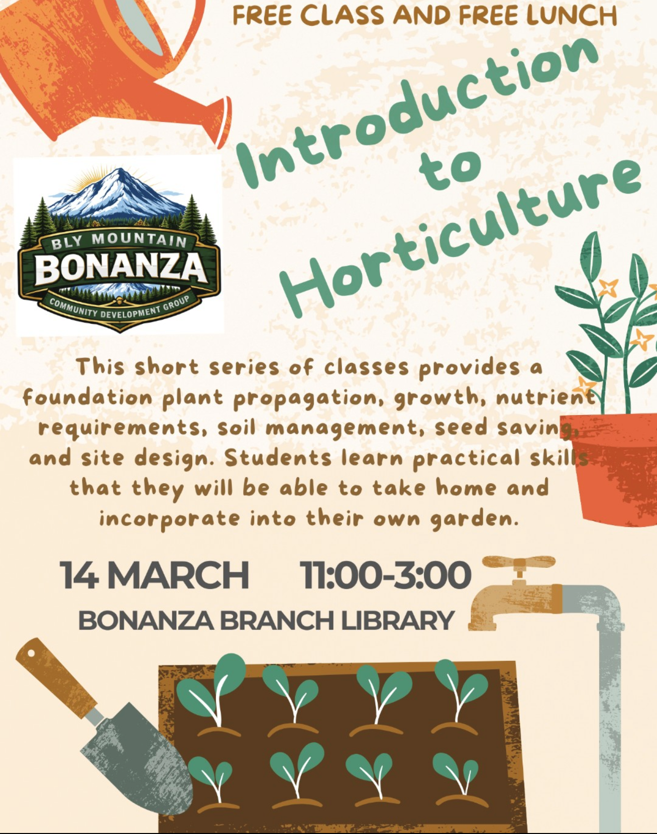 Introduction to Horticulture flyer with event details as in description.
