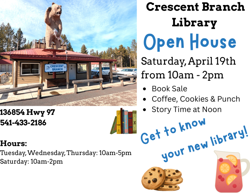 Crescent Branch Library Open House Saturday April 19th from 10am to 2pm