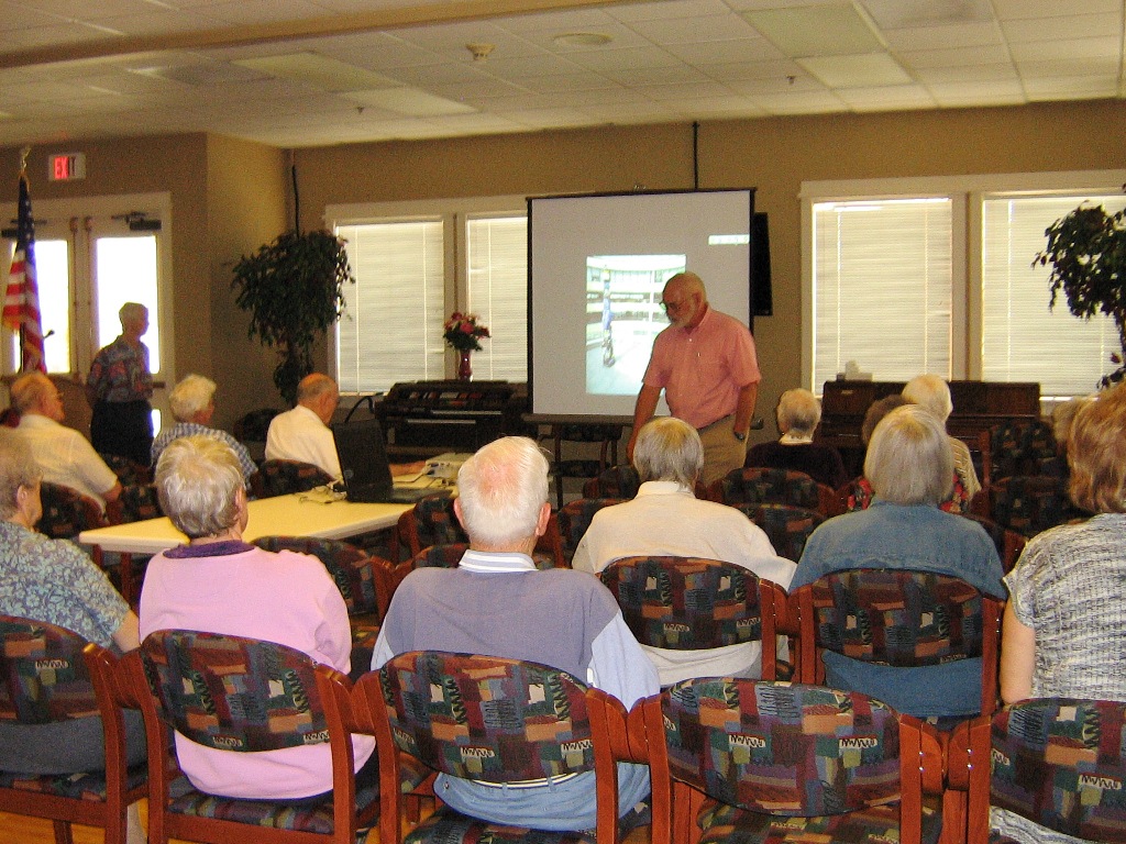 Bill and Elaine Deutschman present a travelogue program at Crystal Terrace. Bill and Elaine Deutschman present a travelogue program at Crystal Terrace.