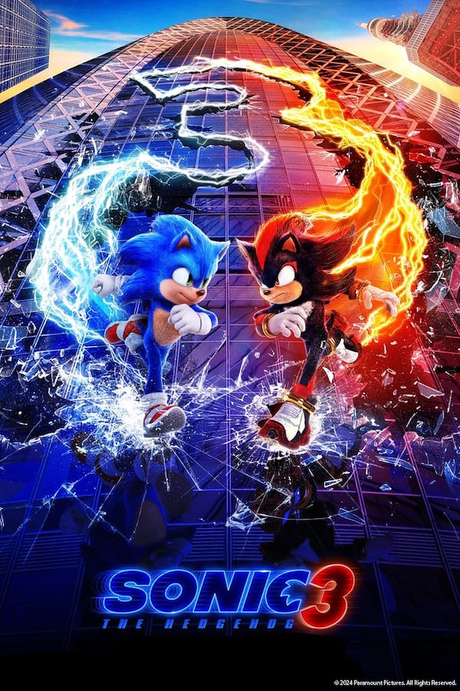 Sonic 3 movie poster (c)2024 Paramount Pictures.