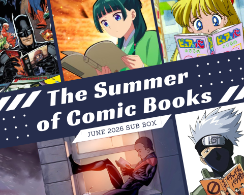 A photo collage of several comic book and manga characters reading: Batman, Miles Morales as Spider-Man, Maomao from The Apothecary Diaries, Kakashi Hatake from Naruto, and Minako Aino from Sailor Moon.
