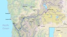 A map of the Klamath River watershed.