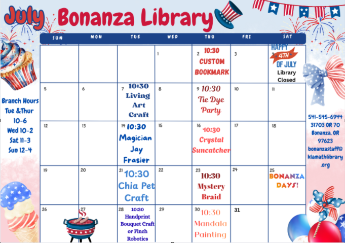 July Calendar of Events