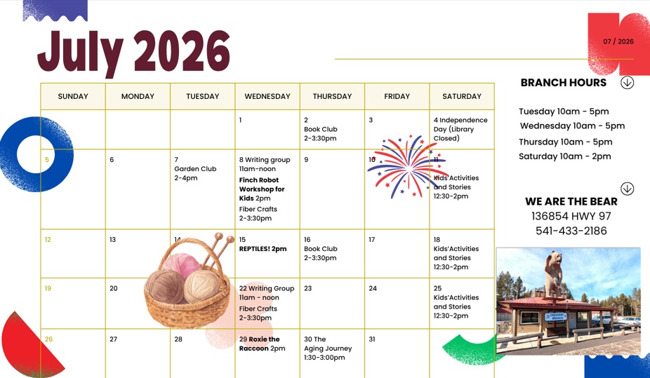 Printable July Calendar of Events