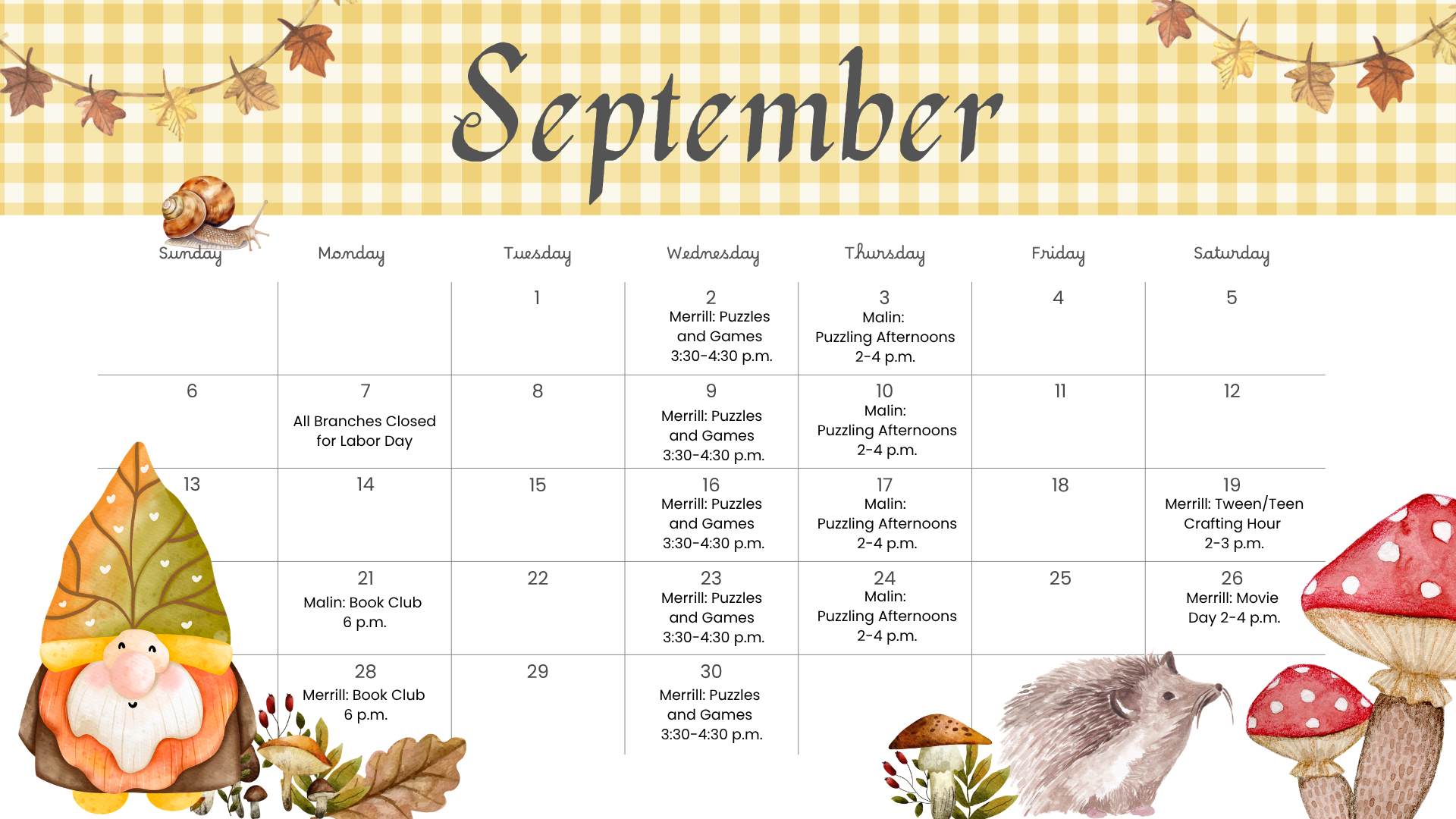 September calendar of events