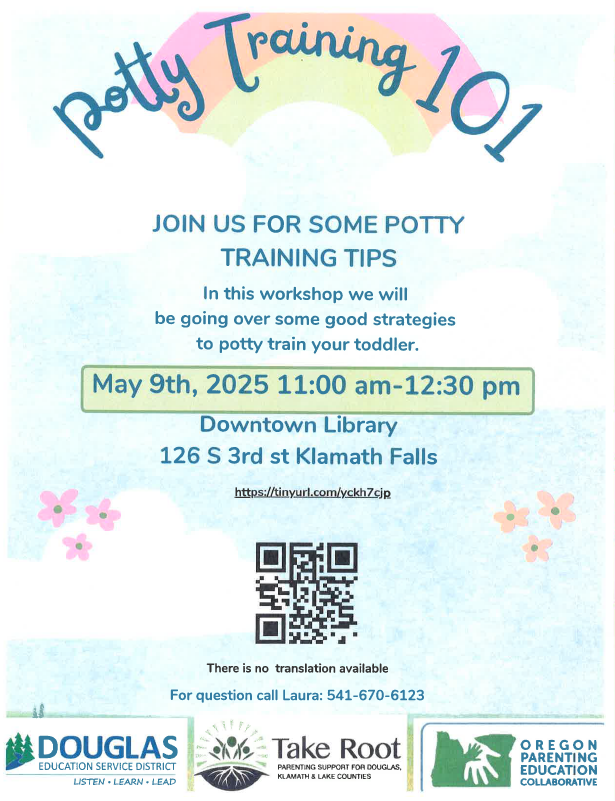 A poster for the potty training event with the same information as the above text.