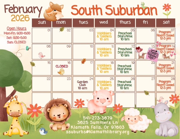 February 2026 calendar with cute animals
