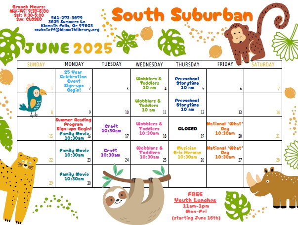 Thumbnail of a June calendar with cartoon animals